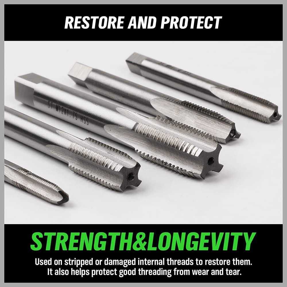 SWANLAKE 166pcs Thread Repair Tool Kit,Hss Drill Helicoil Repair Kit Metric M5 M6 M8 M10 M12 - Image 3