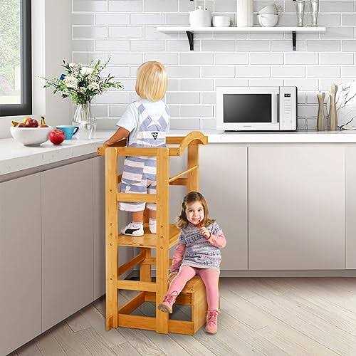 IPOW Learning Stool Toddler Tower Adjustable Height Kids Step Stool - Image 3