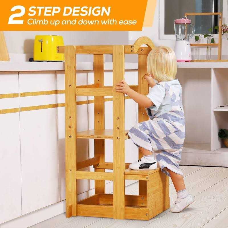 IPOW Learning Stool Toddler Tower Adjustable Height Kids Step Stool - Image 5
