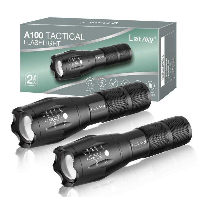 Letmy LED Tactical Flashlight S1000 PRO 2 Pack Bright Military Grade Flashlights High Lumens - Image 4