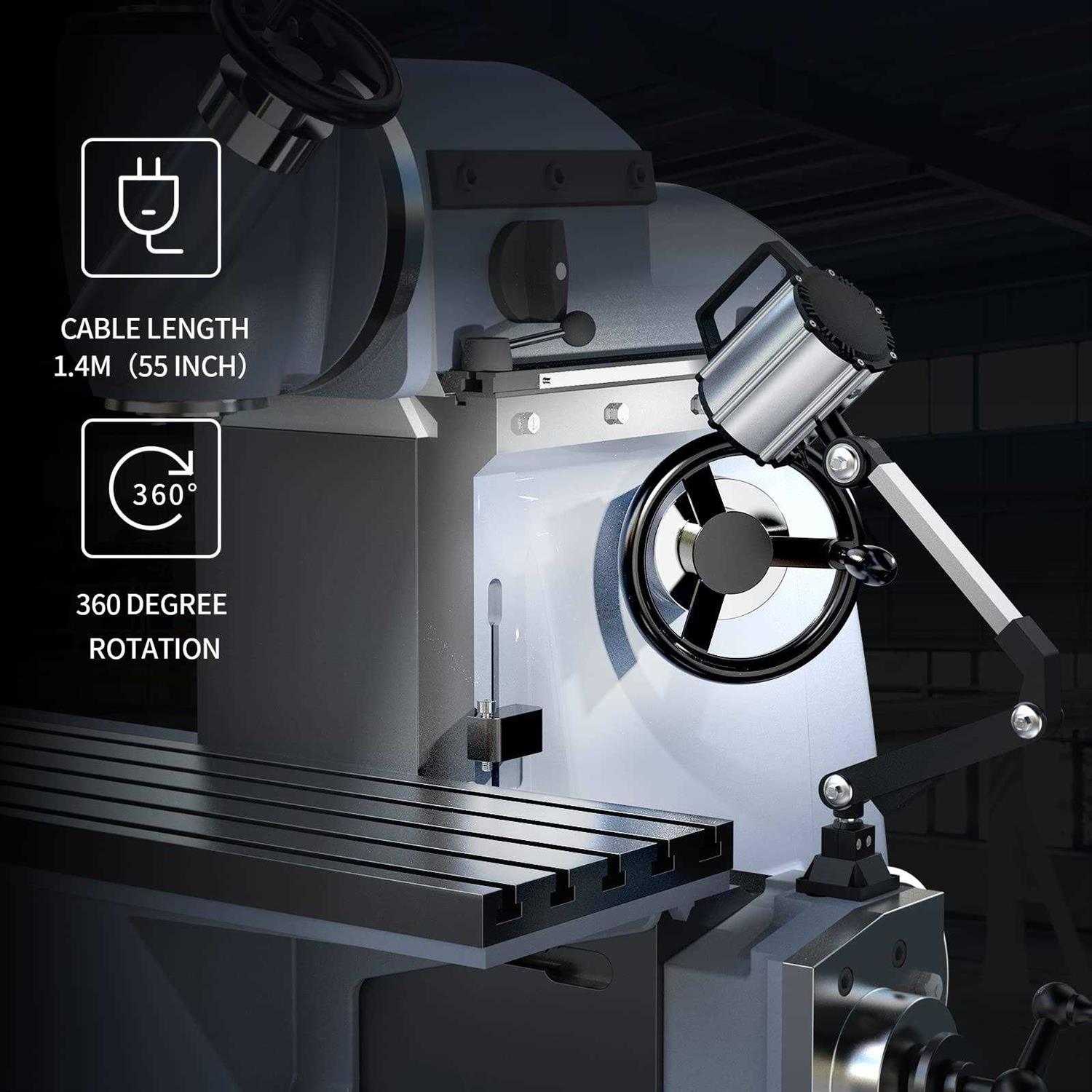 Led Machine Light Flex Arm Machine Light Multipurpose Waterproof lathe Light Drill Press Light 18W,Warm and Cold Light - Image 3