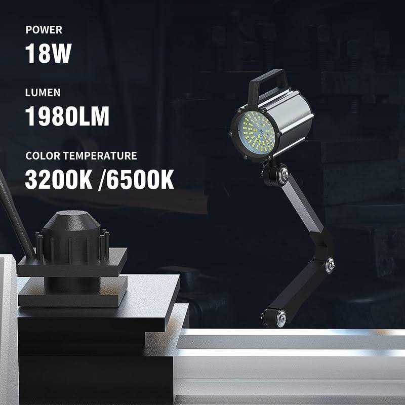 Led Machine Light Flex Arm Machine Light Multipurpose Waterproof lathe Light Drill Press Light 18W,Warm and Cold Light - Image 5