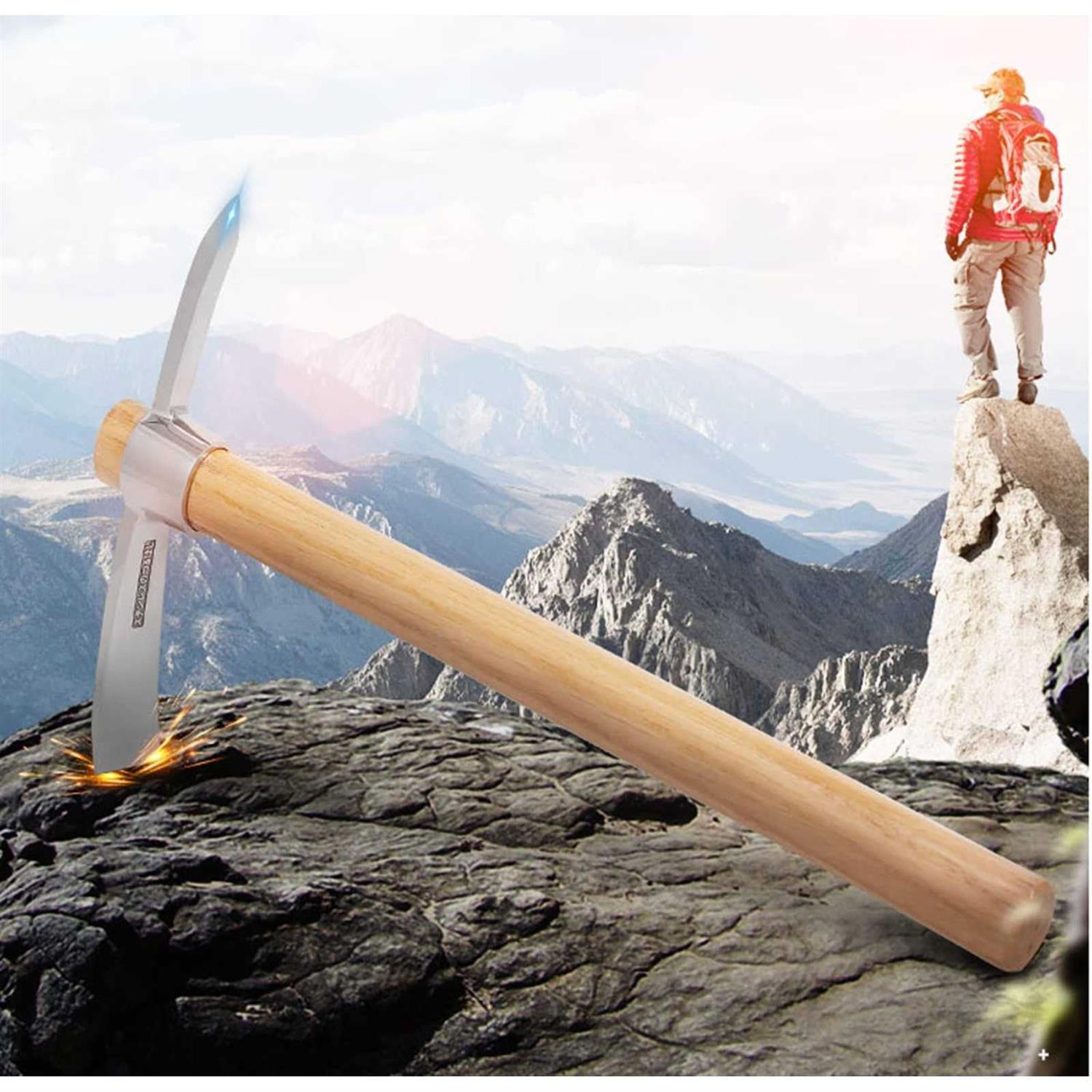 icross-ep Garden Pick Mattock Hoe Heavy Duty Pick Hand Tool for Transplanting Digging Planting Loosening Soil Camping Prospecting - Image 5