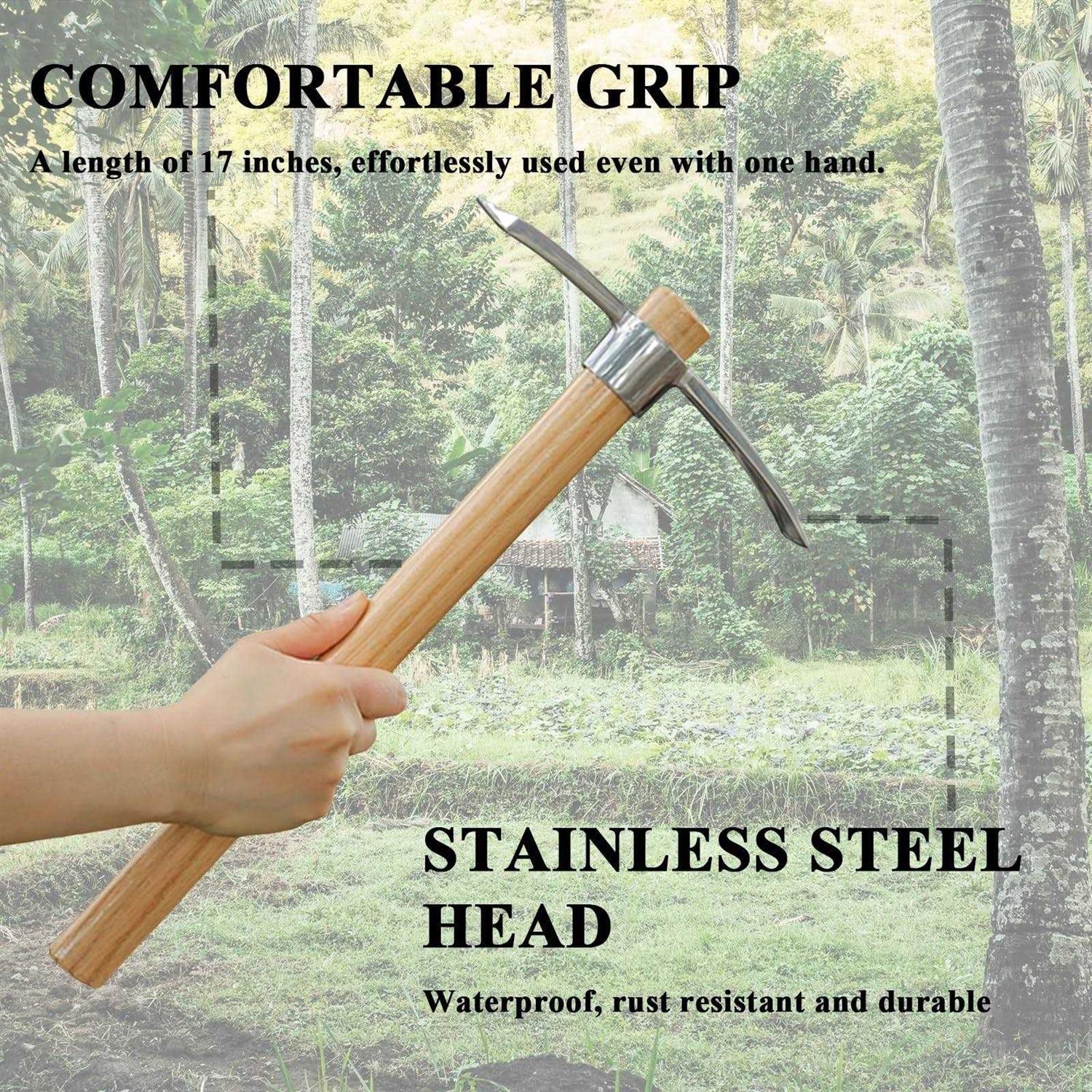 icross-ep Garden Pick Mattock Hoe Heavy Duty Pick Hand Tool for Transplanting Digging Planting Loosening Soil Camping Prospecting - Image 4