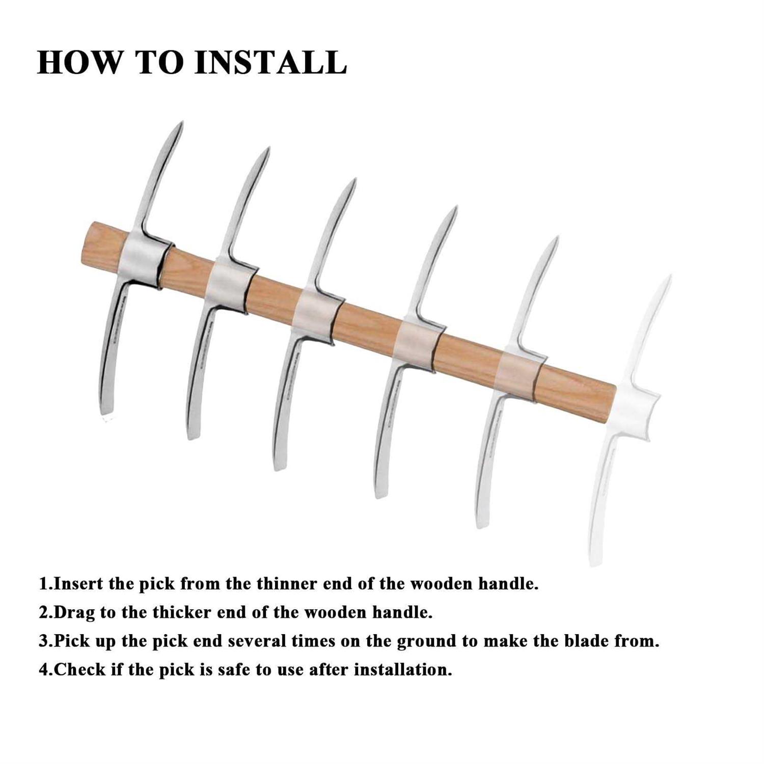 icross-ep Garden Pick Mattock Hoe Heavy Duty Pick Hand Tool for Transplanting Digging Planting Loosening Soil Camping Prospecting - Image 5