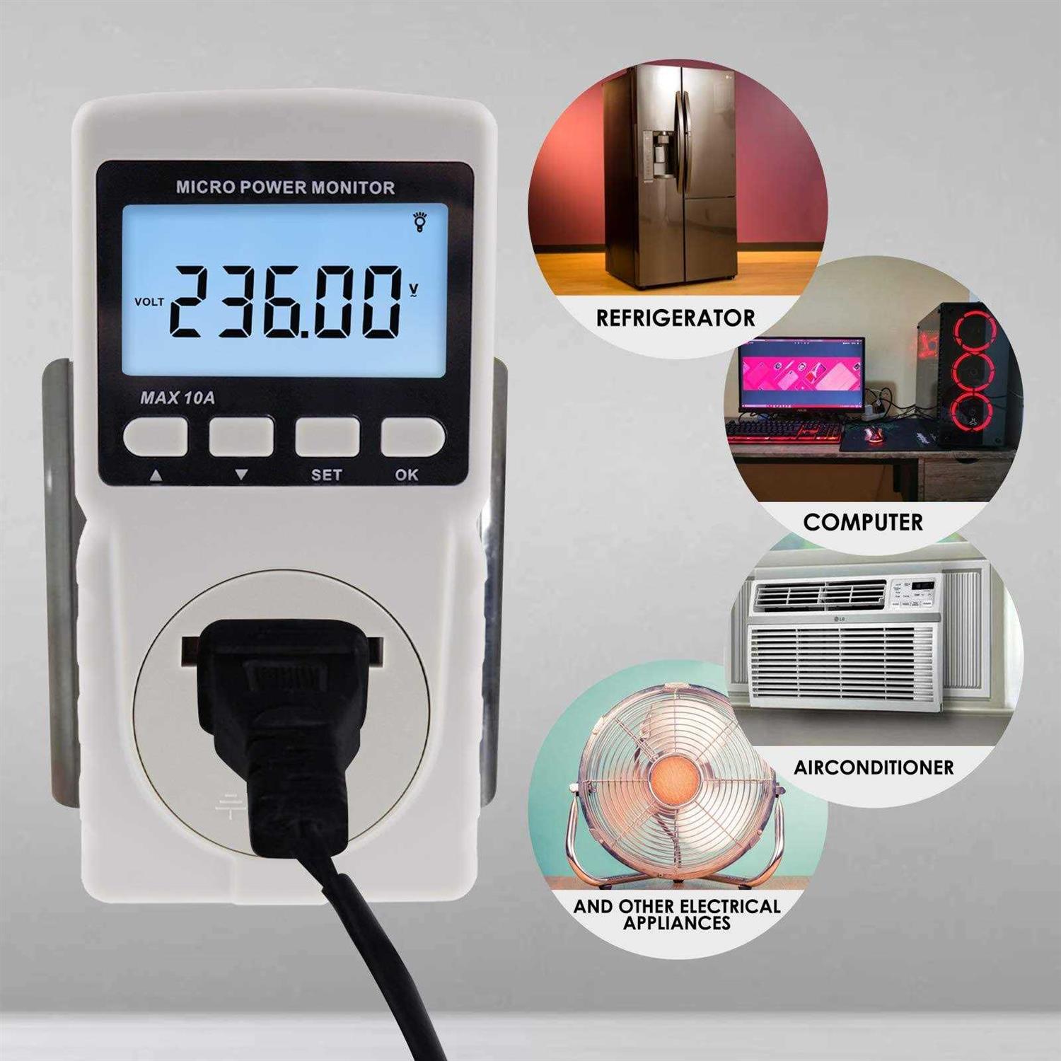 Digital Power Meter Wattmeter Energy Consumption Meter Watt Voltage Current Frequency Electricity Usage Monitor Plug-in Socket Design - Image 3