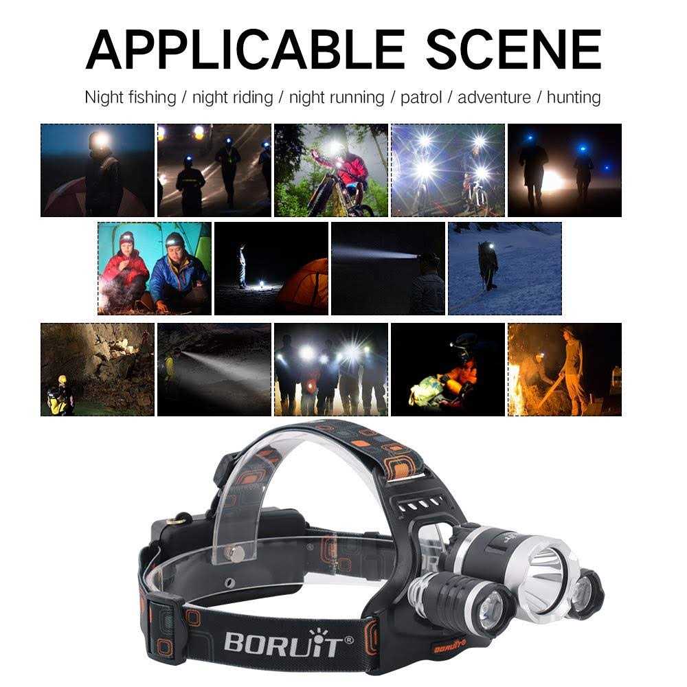 BORUIT RJ-3000 LED Headlamp,3 Modes White and LED Headlight Rechargeable 5000 Lumens Head - Image 3