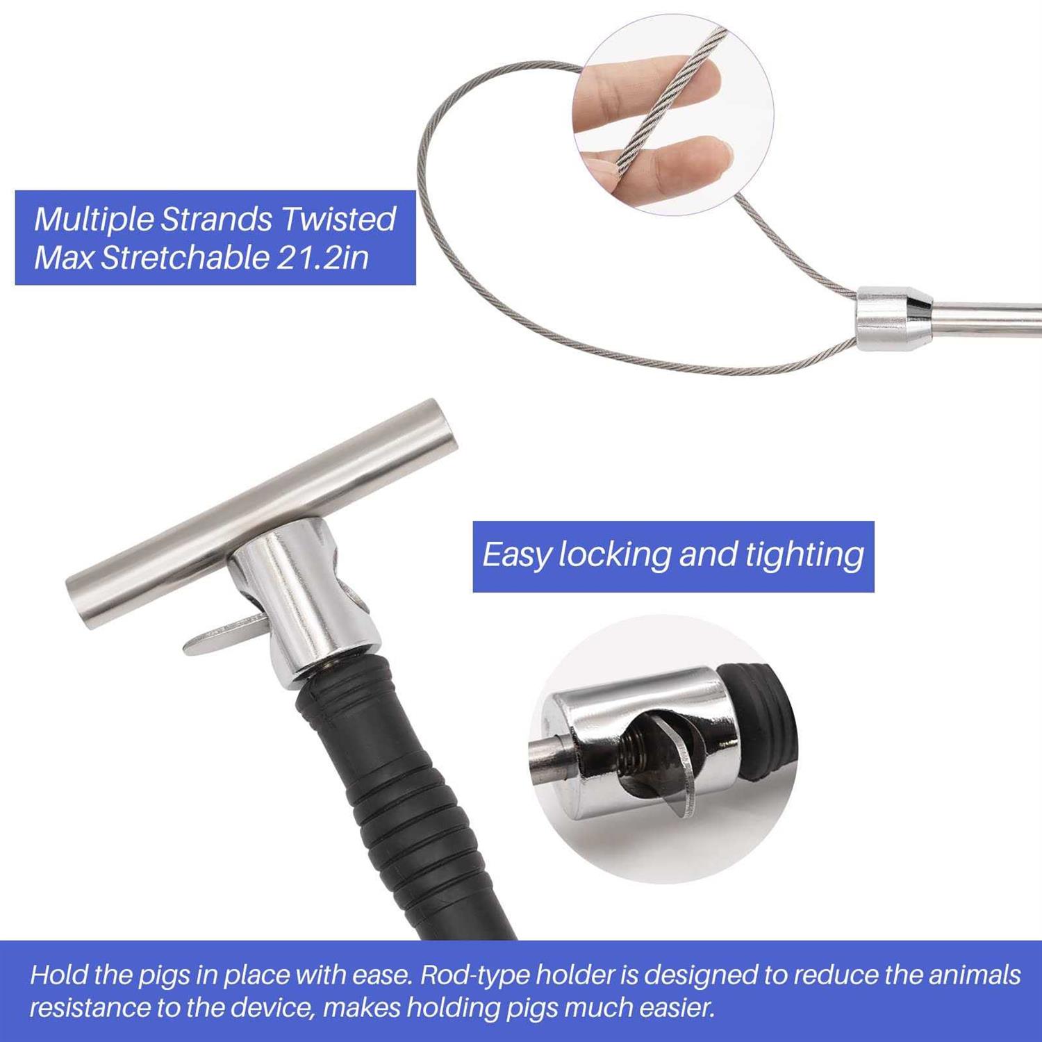 PAULOZYN Stainless Steel Hog Pig Catcher Pole Holder Control Tool Heavy Duty for Dog Pig Animals Swine Livestock - Image 4