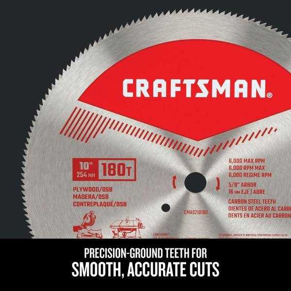 Craftsman 10 in. D X 5/8 in. Steel Circular Saw Blade 180 teeth 1 pc - Image 3