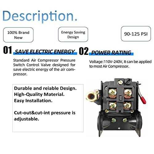 Huivlei Heavy Duty Air Compressor Pressure Switch Control 90-125 PSI Single Port - Image 3
