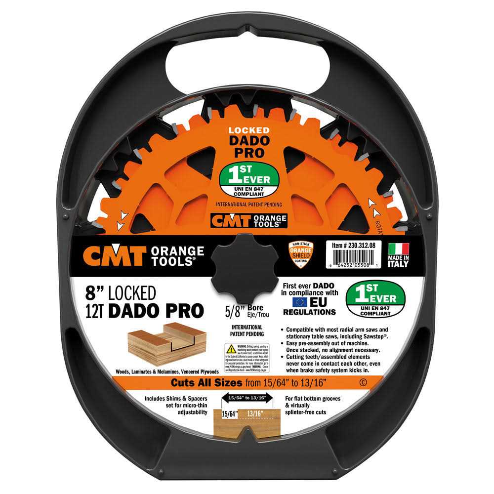 CMT 8in 12T Wood Locked Dado Pro Blade Set - Image 3