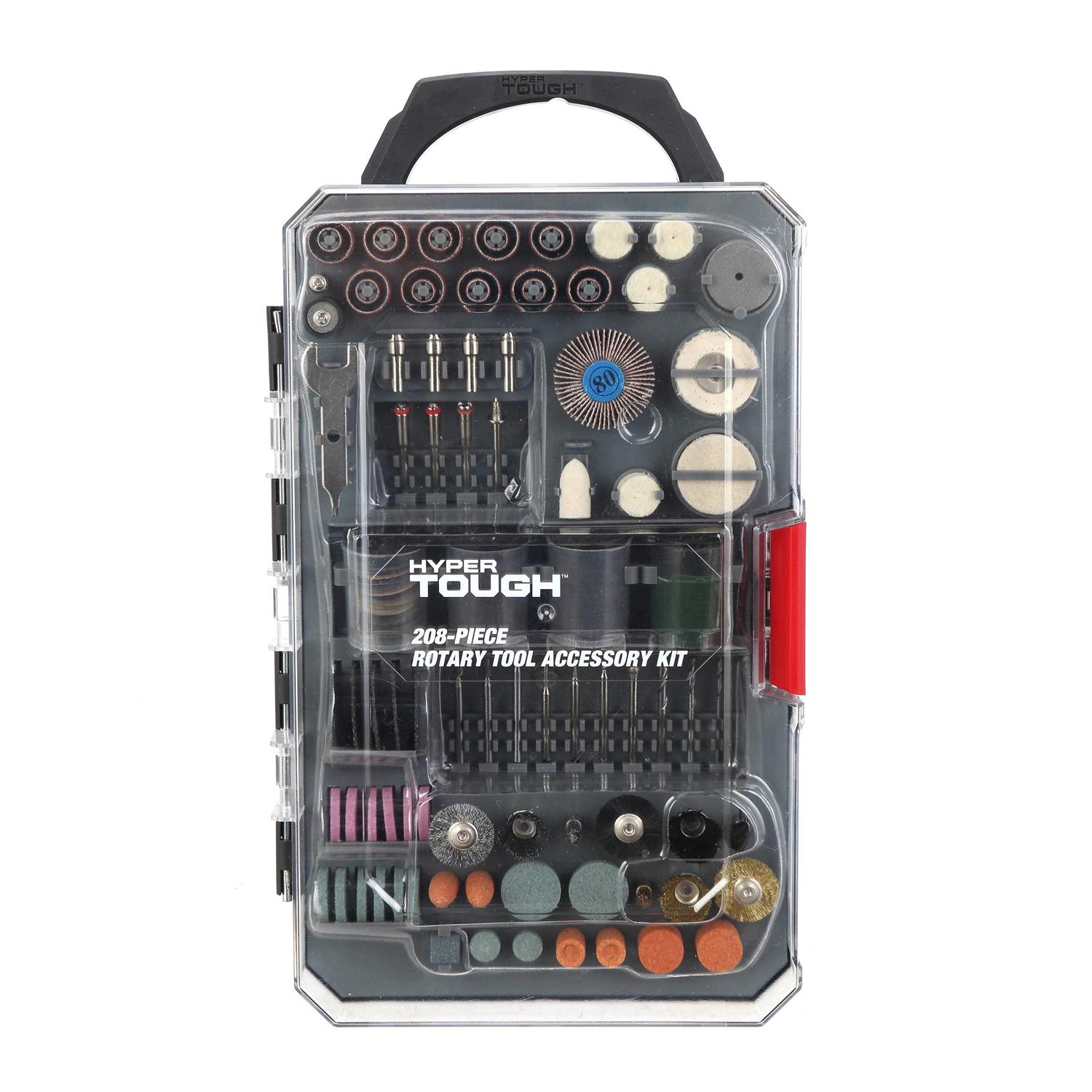 Hyper Tough 208 Piece Rotary Tool Accessory Kit with Storage Case