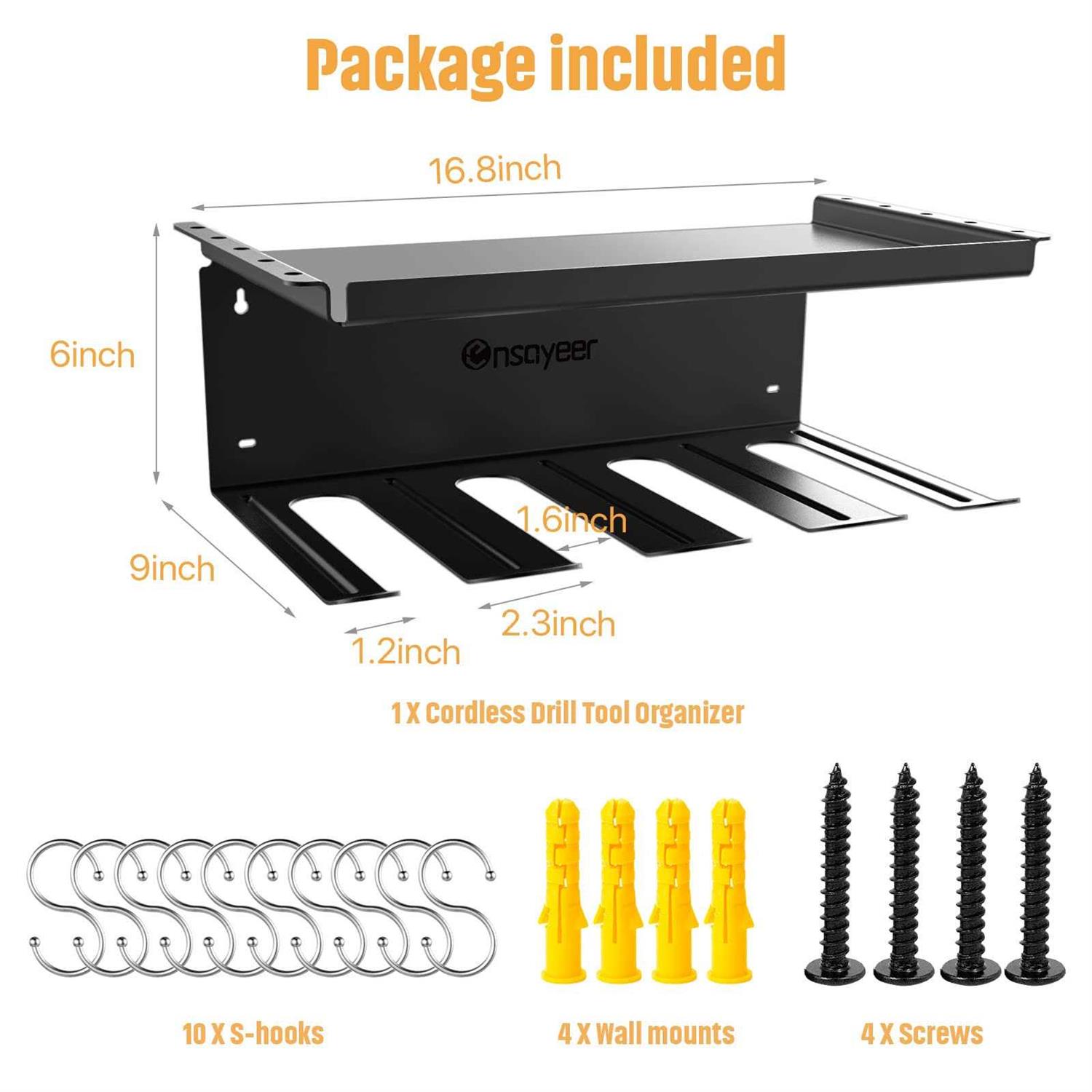 Ensayeer Power Tool Organizer Cordless Drill Storage Drill Holder Storage Wall Mount Shelf Rack - Image 3