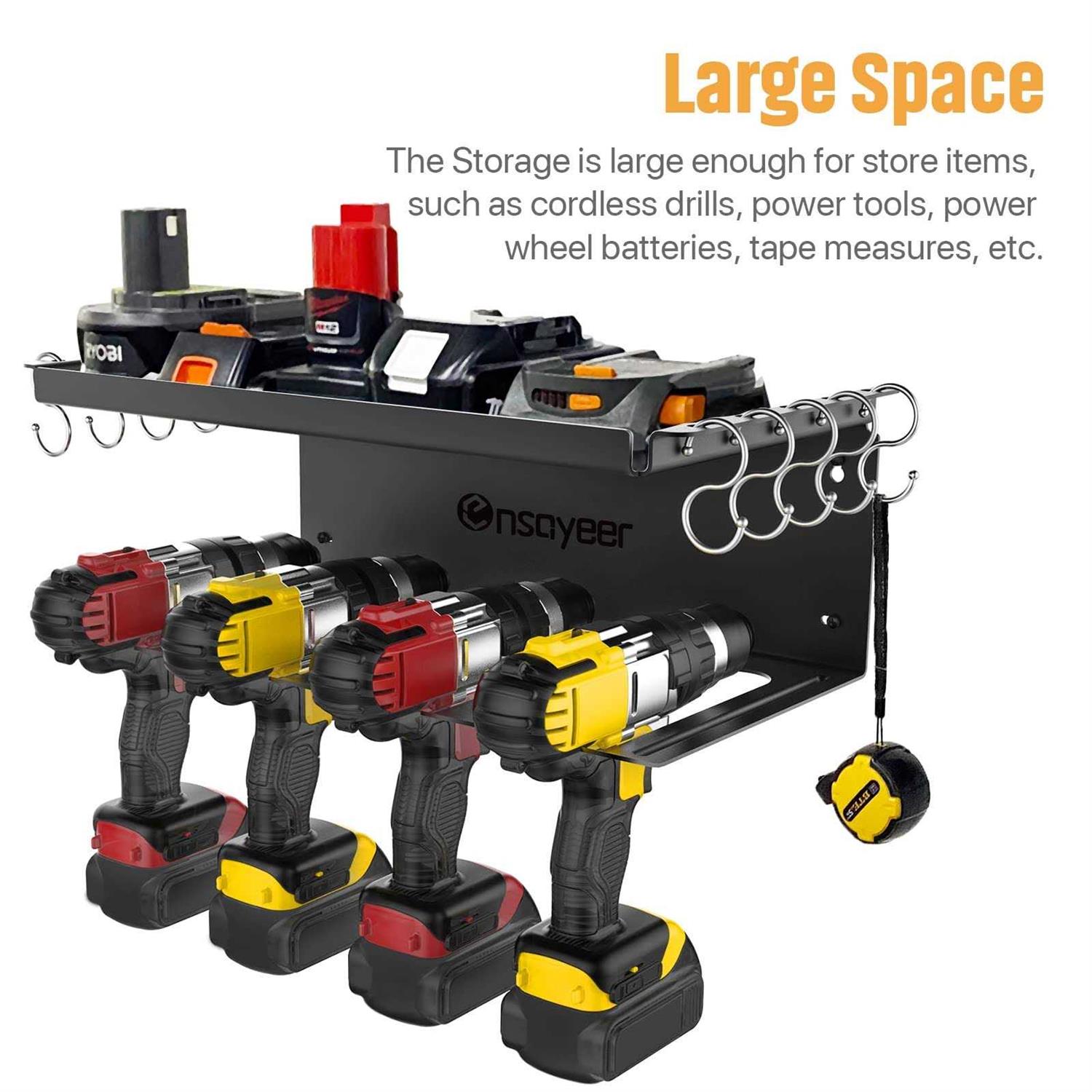 Ensayeer Power Tool Organizer Cordless Drill Storage Drill Holder Storage Wall Mount Shelf Rack - Image 4