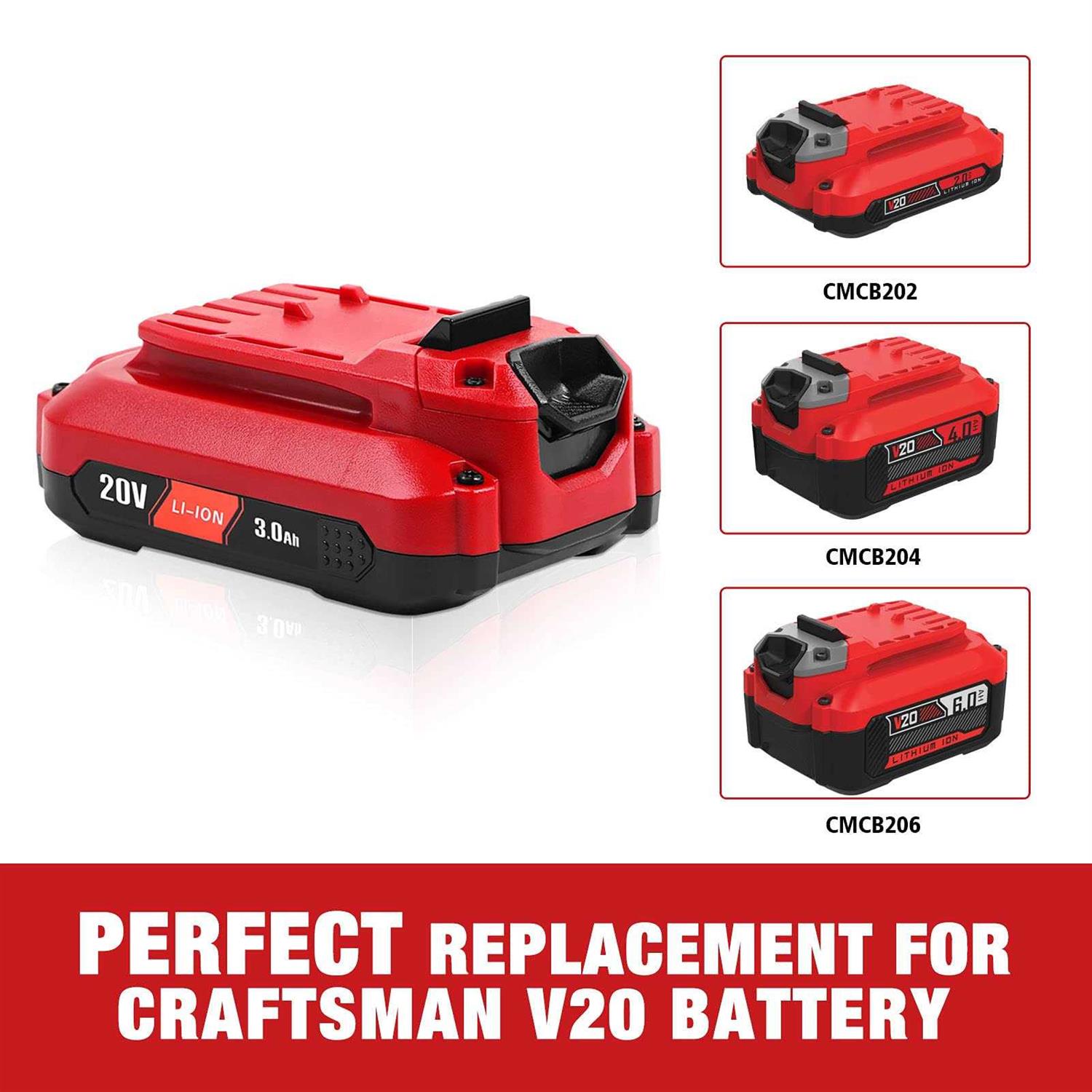 DSANKE CMCB204 3.0Ah 20V Lithium-ion Battery Replacement for Craftsman V20 Battery CMCB204 CMCB204-2 CMCB202 CMCB202-2 CMCB201 Craftsman V20 - Image 3