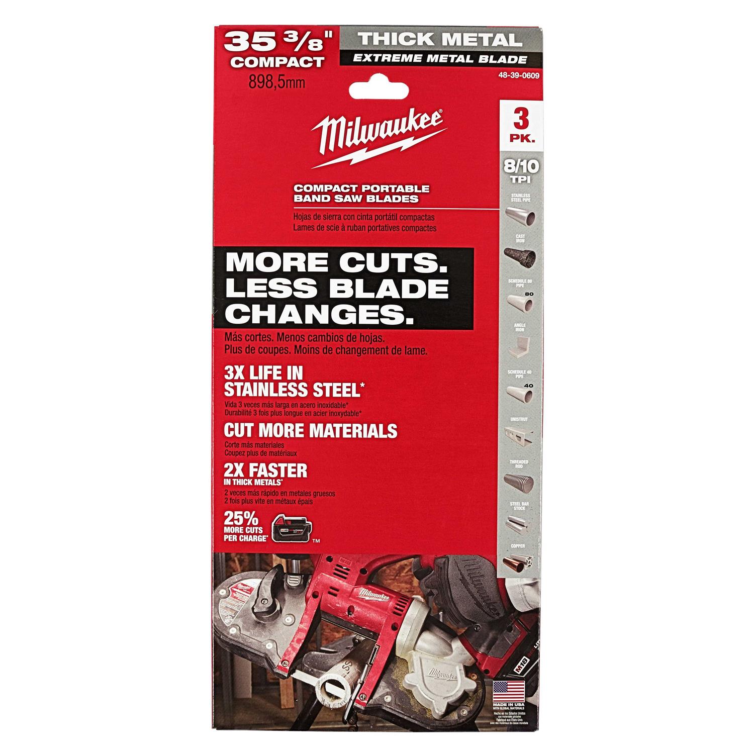 Milwaukee 48-39-0609 Extreme Thick Metal Band Saw Blades 3PK Compact - Image 4