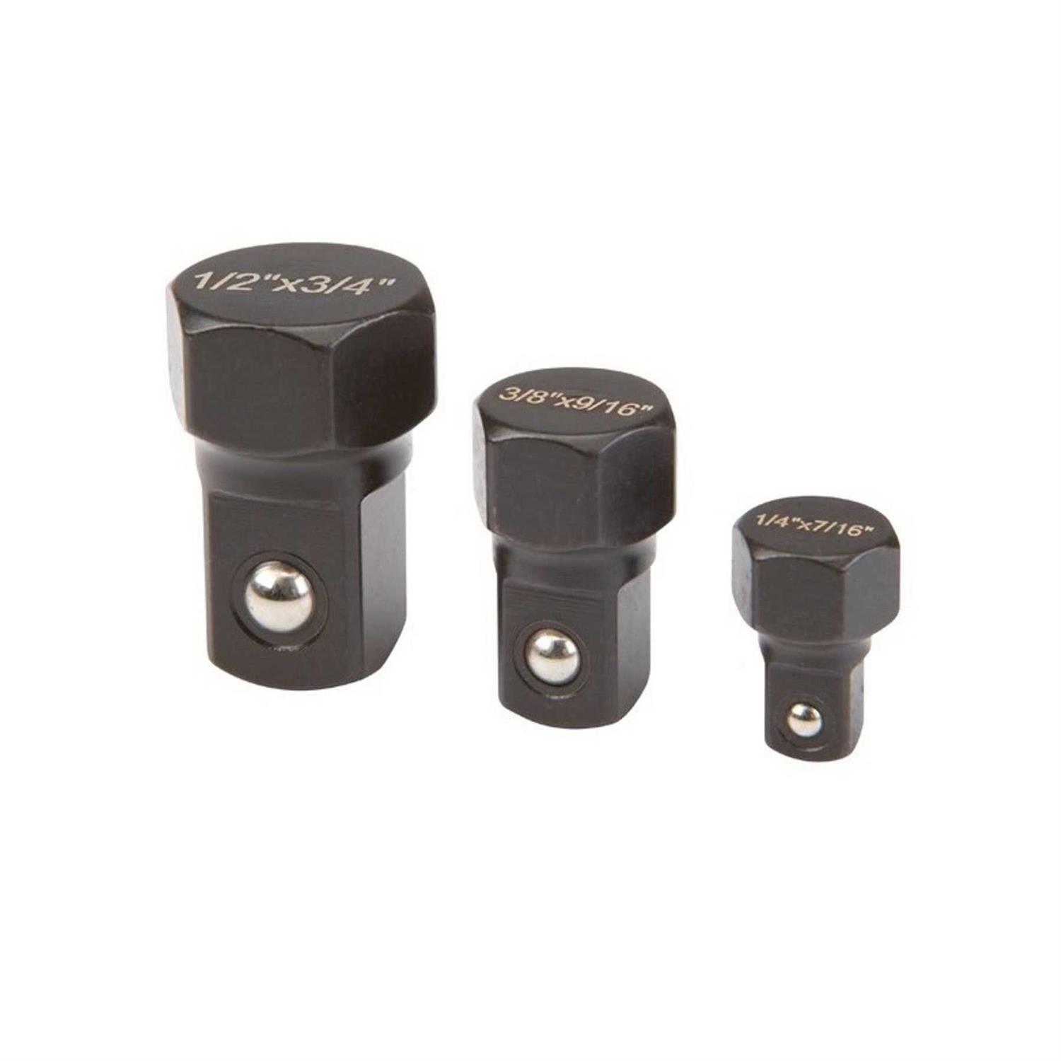 Pittsburgh 3 PC Square Drive Socket Caps Hex 7/16 inch 9/16 inch & 3/4 inch with 1/4 inch