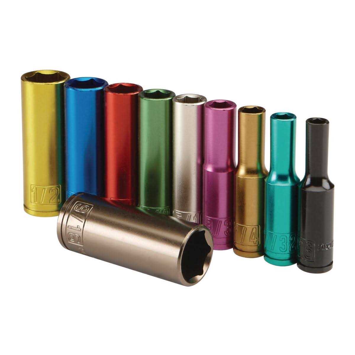 Pittsburgh Pro Drive Color-Coded Deep Socket Set