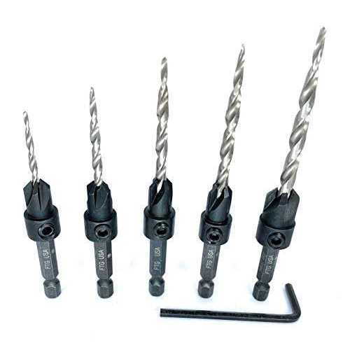 FTG USA Countersink Drill Bit Set 5 Pc #4#6#8#10#12 Tapered Drill Bit for Woodworking - Image 5