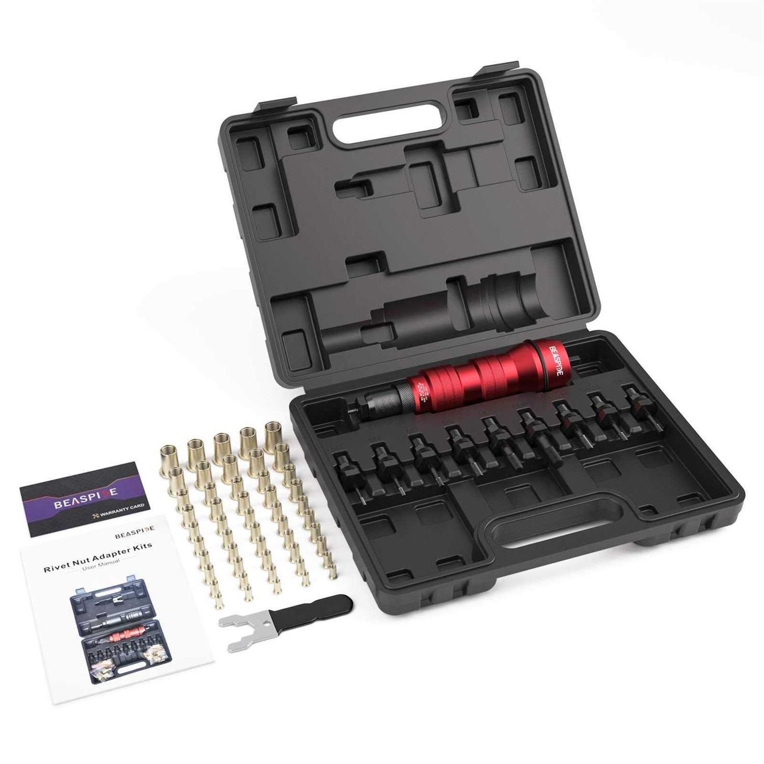 Cordless Drill Electric Rivet Gun Adapter Rivet Nut Drill Adapter Kit Including 10 Mandrel and 50Pcs Assorted Rivet Nuts - Image 5