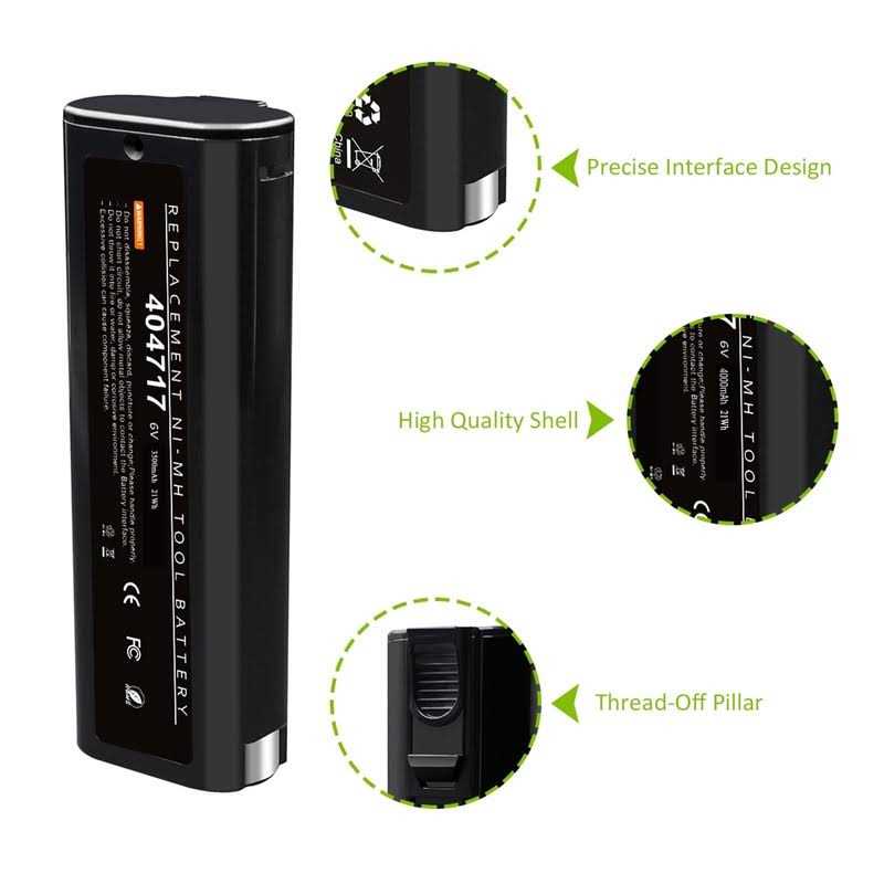 Powtree Upgraded 4000mAh 2 Packs 6V Ni-MH Replacement Battery for Paslode 404717 Battery Compatible for Paslode B20544E BCPAS-404717 404400 900400 - Image 3