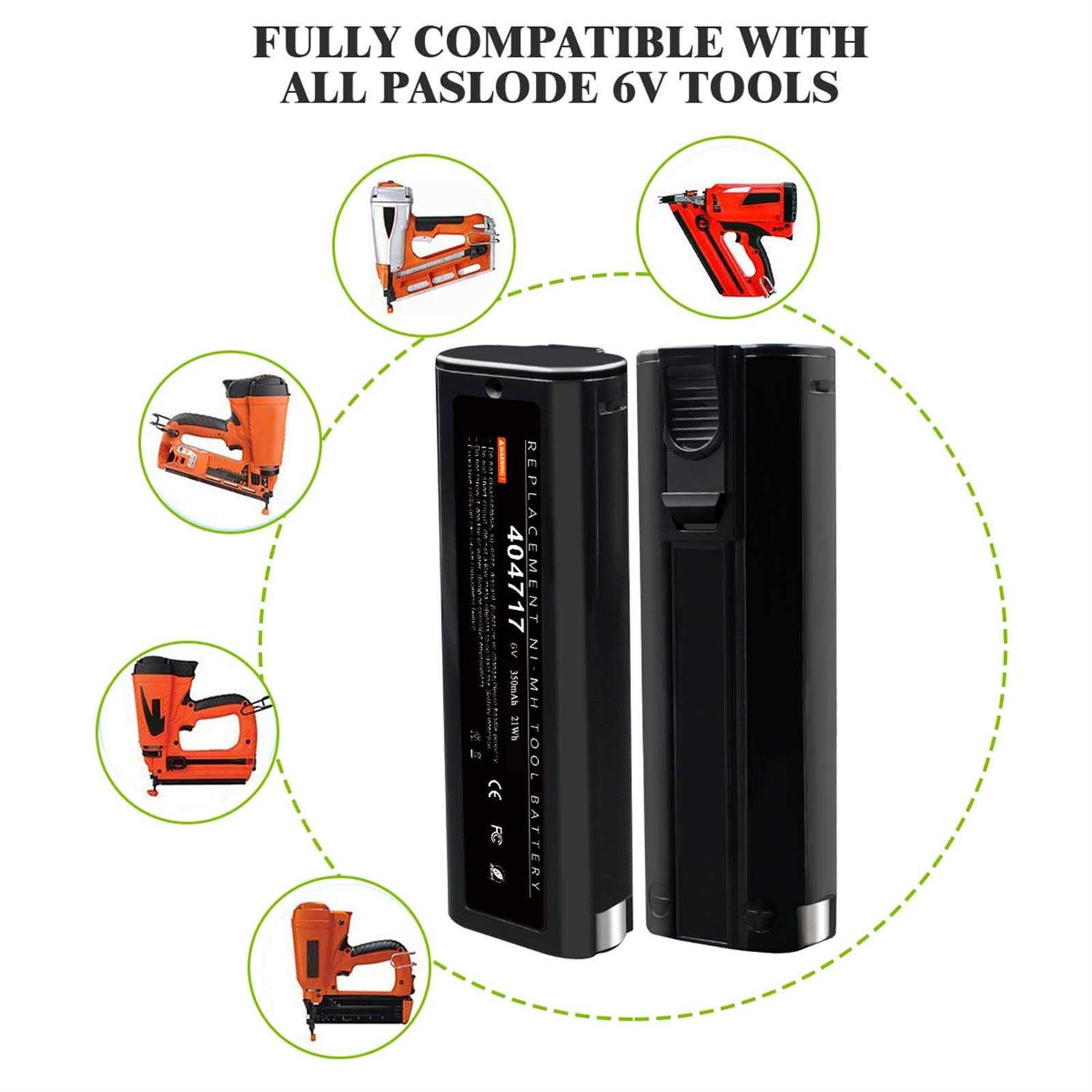 Powtree Upgraded 4000mAh 2 Packs 6V Ni-MH Replacement Battery for Paslode 404717 Battery Compatible for Paslode B20544E BCPAS-404717 404400 900400 - Image 5