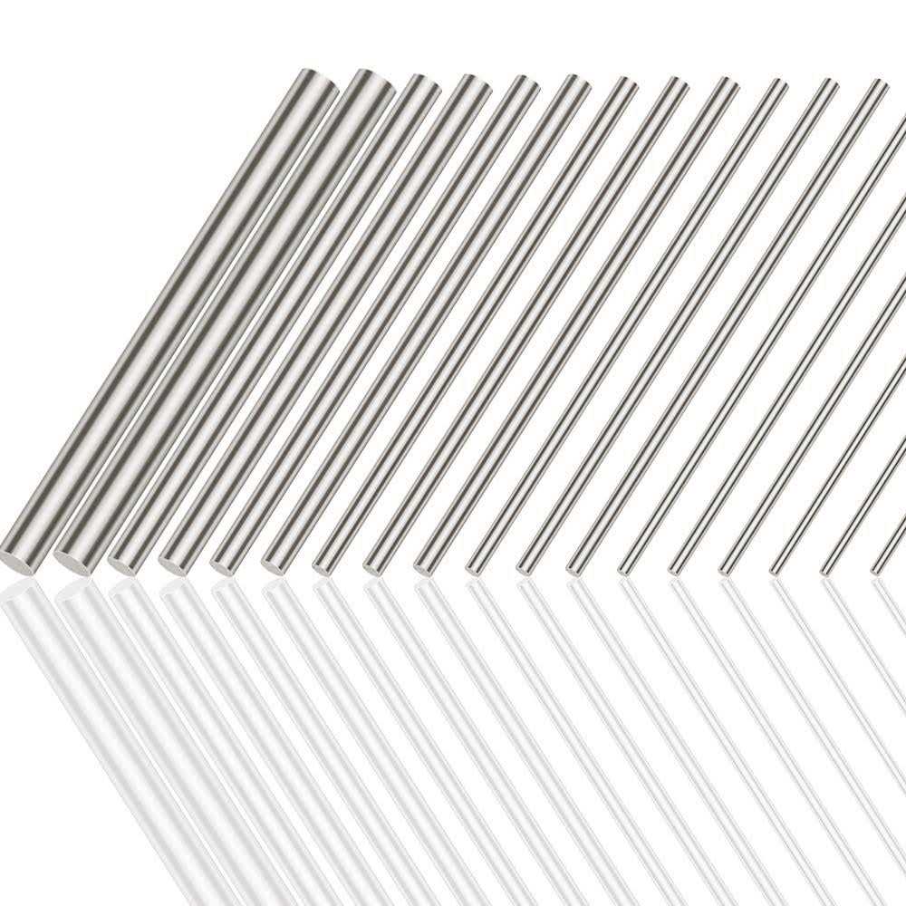Glarks 18pcs Stainless Steel Solid Round Rod Lathe Bar Stock Assorted for DIY Craft Tool - Image 3