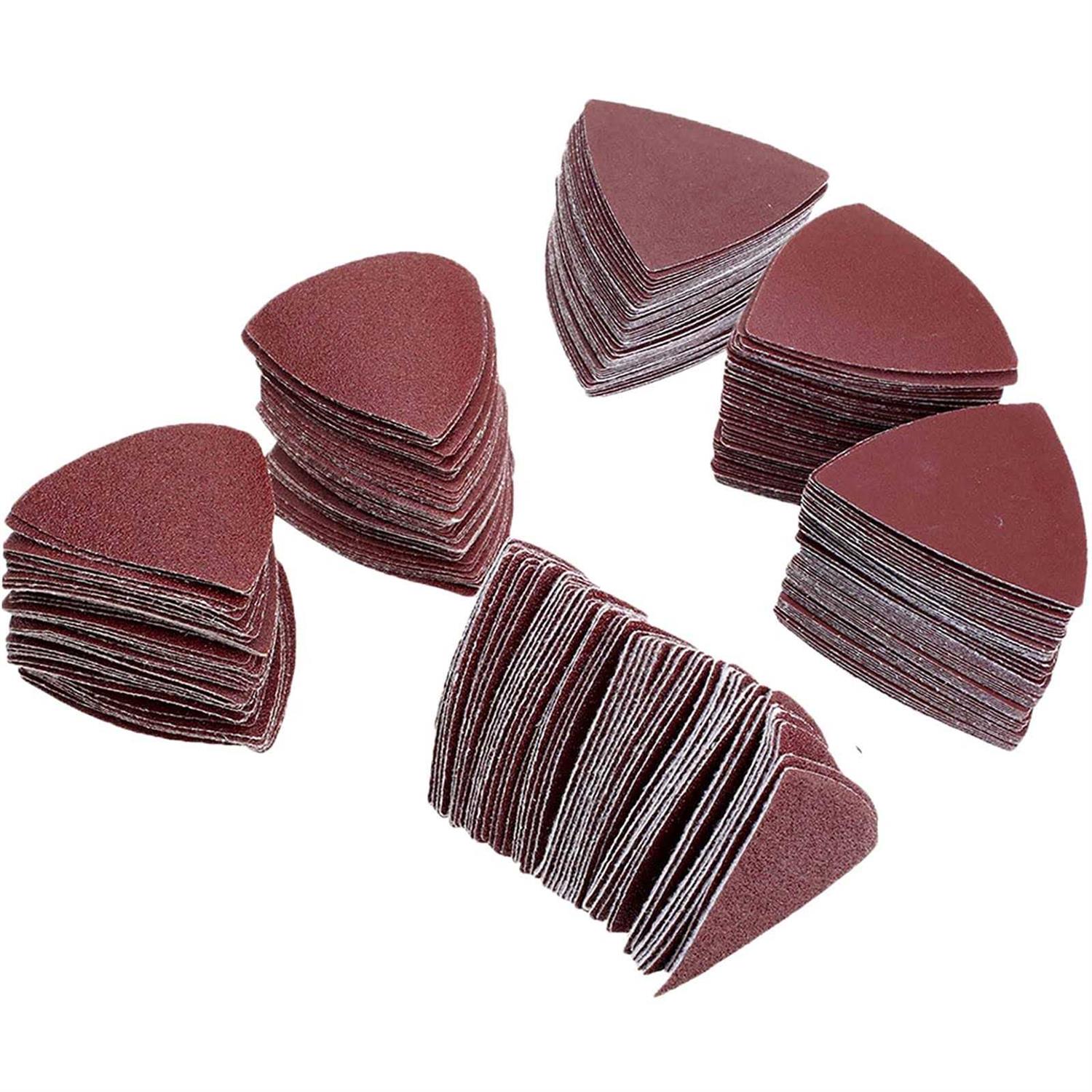 Spmarkt Triangle Sanding Pads Detail Sander Sandpaper for Oscillating 3-1/8 Inch Assorted Triangle Sandpaper 40/60/80/120/180/240 Grit Fit for Finishing
