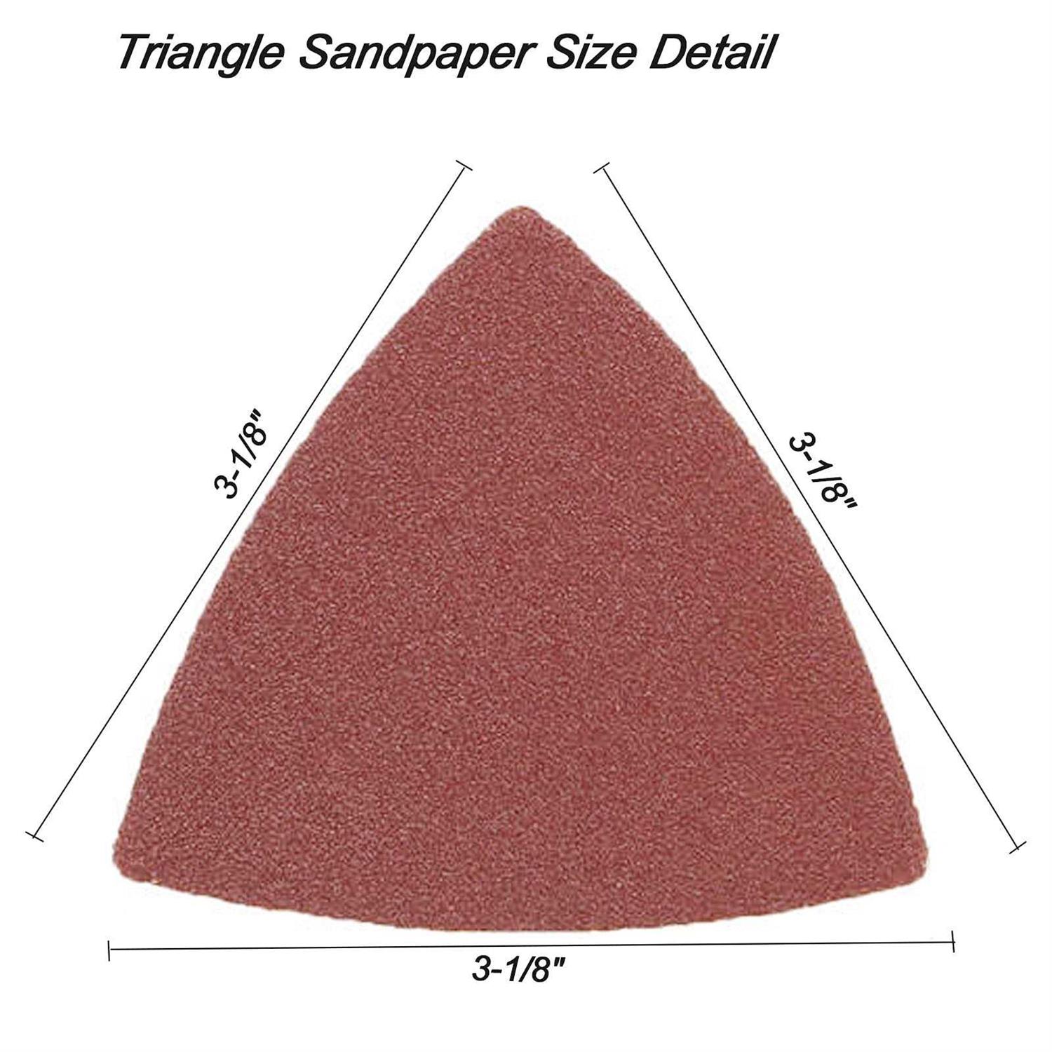 Spmarkt Triangle Sanding Pads Detail Sander Sandpaper for Oscillating 3-1/8 Inch Assorted Triangle Sandpaper 40/60/80/120/180/240 Grit Fit for Finishing - Image 4