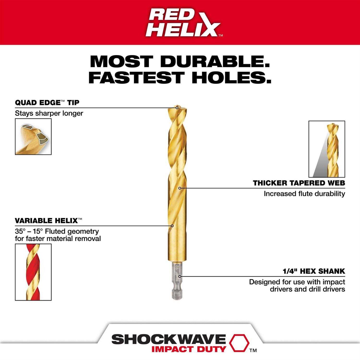 Milwaukee SHOCKWAVE Impact Duty RED HELIX Titanium Drill Bit Set 48-89-4670 - Image 4