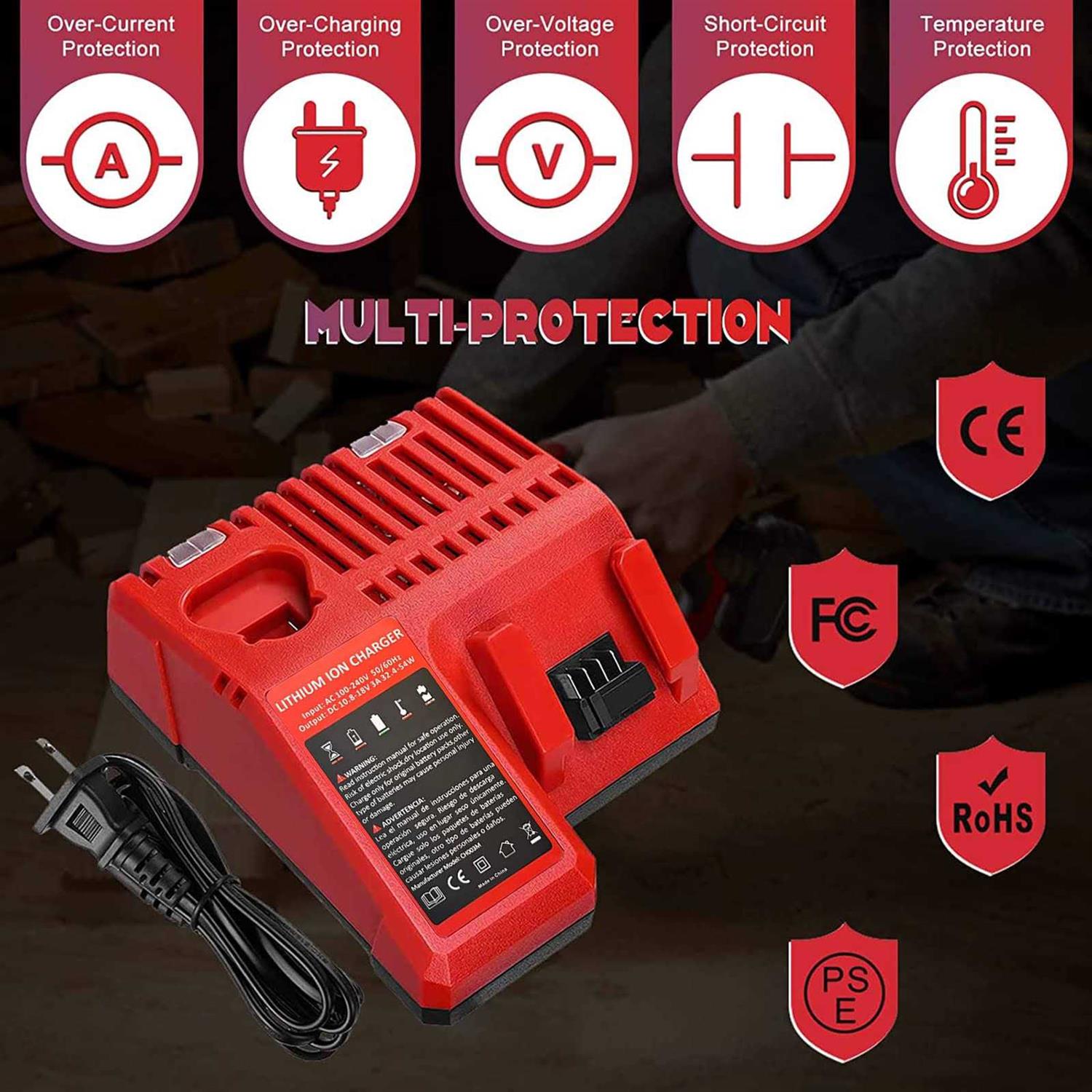 Replace M18 Lithium-Ion Battery Charger for Milwaukee 14.4V - Image 4