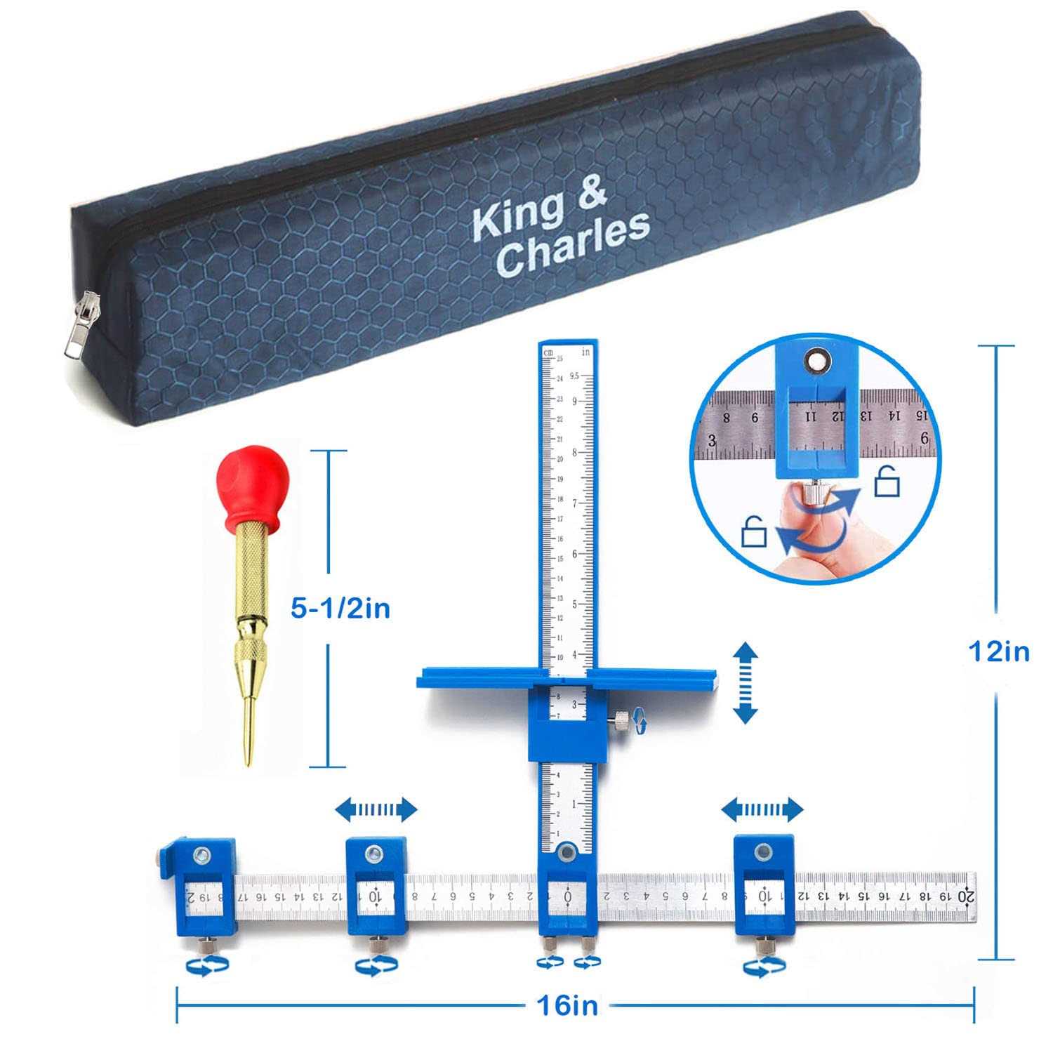 King&Charles Cabinet Hardware Jig Cabinet Handle Jig Cabinet Hardware Template Tool Drawer Pull Jig - Image 4