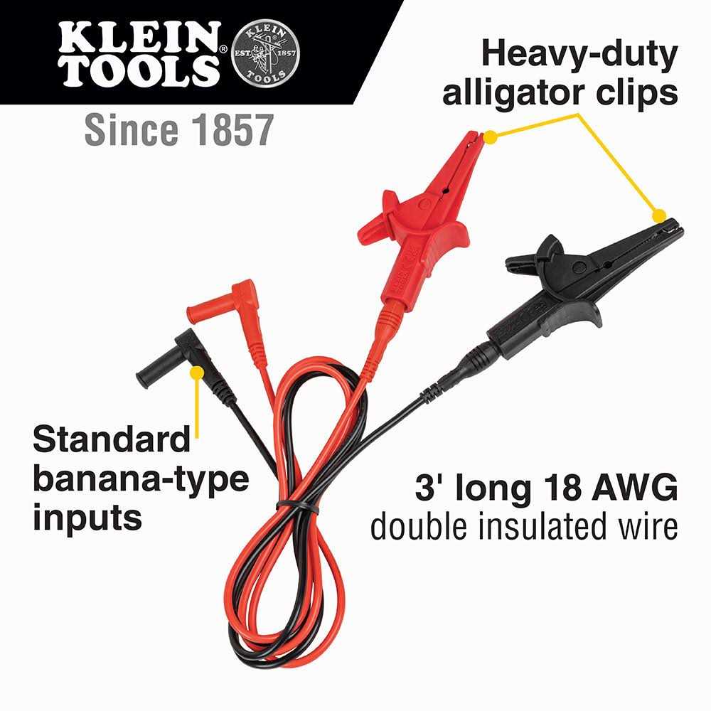 Klein Tools 69381 Heavy Duty Alligator Clip Test Leads - Image 3