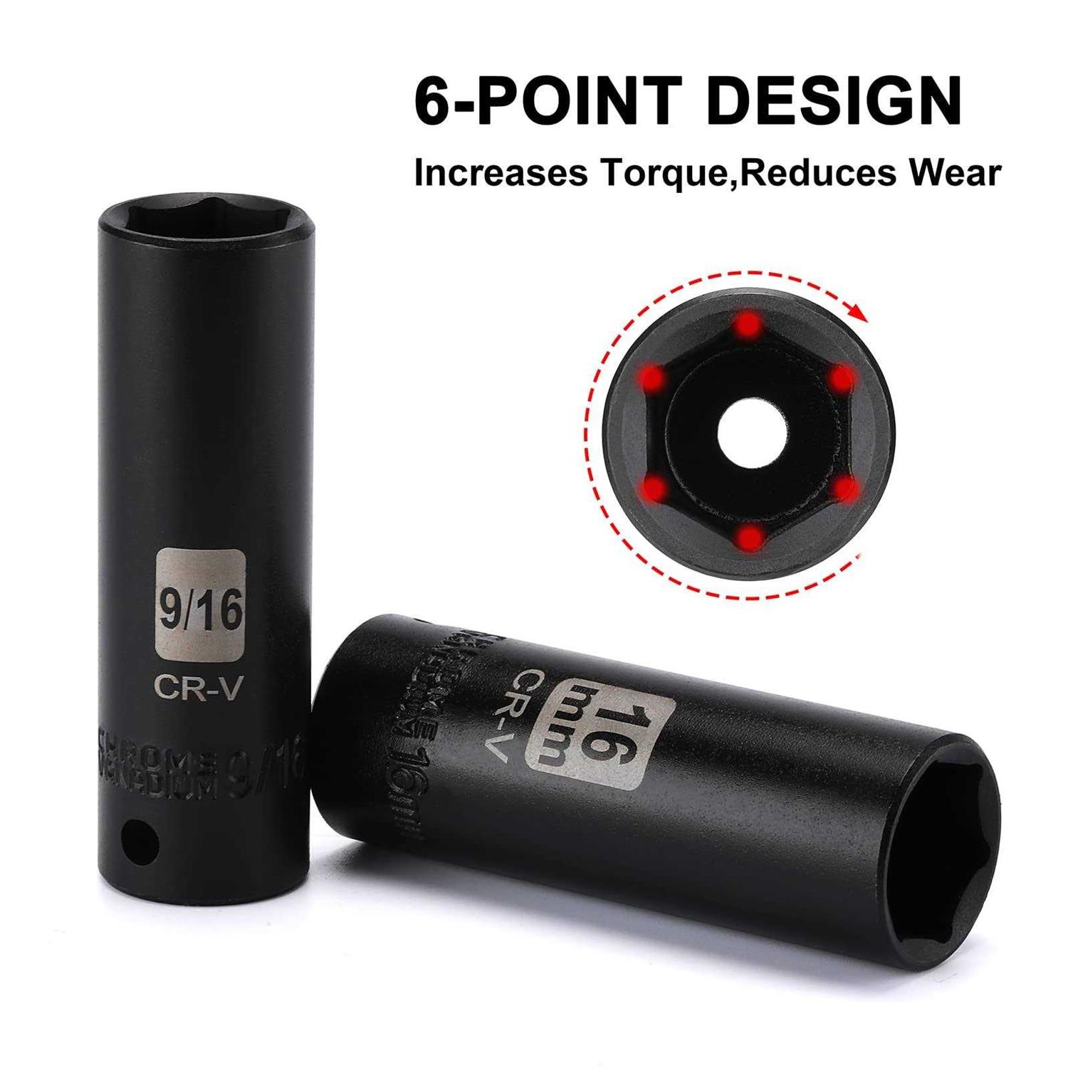 Mayouko 48 Pieces 3/8 Drive Impact Socket Set SAE/Metric - Image 4