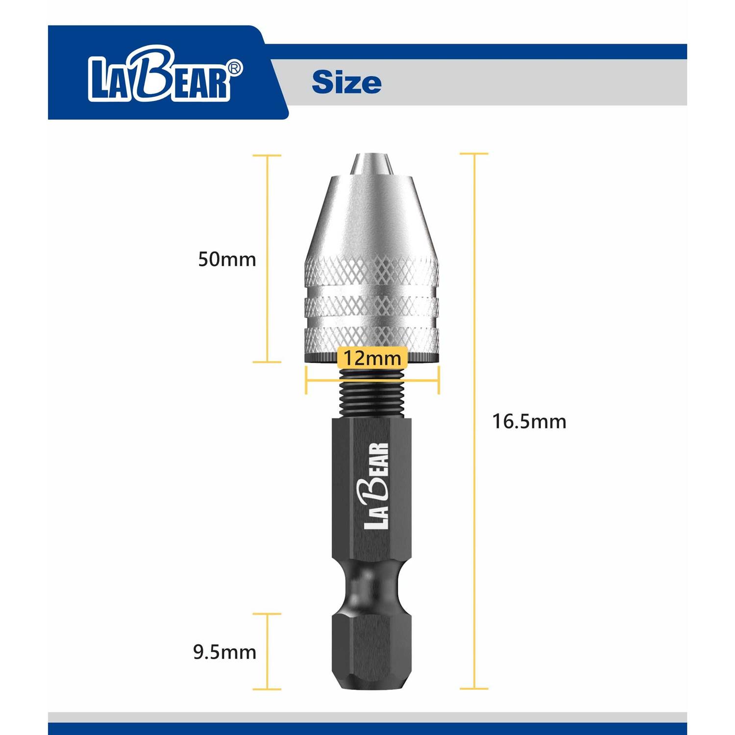 LABEAR Drill Chuck Keyless Mini Adapter ¼ Inch Hex Shank 0.3-3.2mm Capacity for Micro Drill Bits for Cordless Screwdrivers, Drills, and Power - Image 5