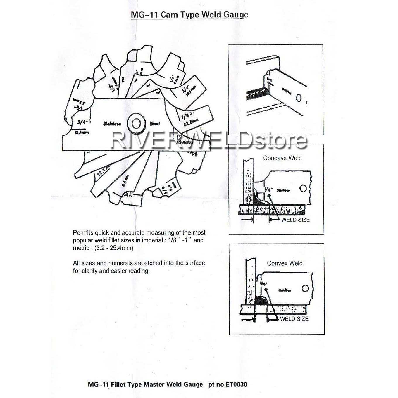 RIVERWELD 7piece Fillet Weld Set Gage Rl Gauge Welding Inspection Test Ulnar Metric & Inch - Image 2