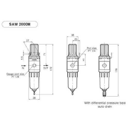 Pneumaticplus Saw2000m-n02bdg Miniature Compressed Air Filter Regulator Combo Piggyback - Image 3