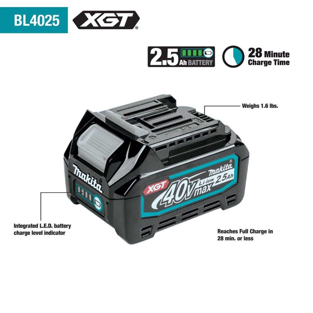 Makita BL4025 40V max XGT 2.5Ah Battery - Image 5