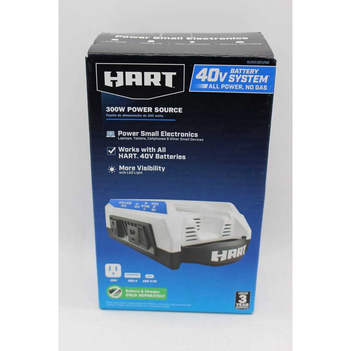 Hart 40-Volt Cordless 300 Watt Battery Powered Power Source with LED Light and Easy Carry Handle - Image 5