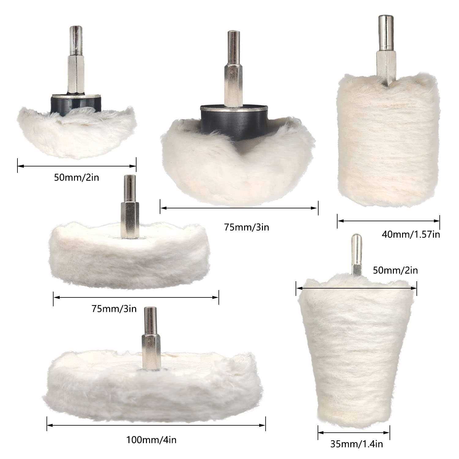 Tworider 6 Pcs Buffing Wheel for Drill,Buffing Pad Polishing Wheel Kits,Wheel Shaped Polishing Tool for Metal Aluminum,Stainless Steel,Chrome - Image 4