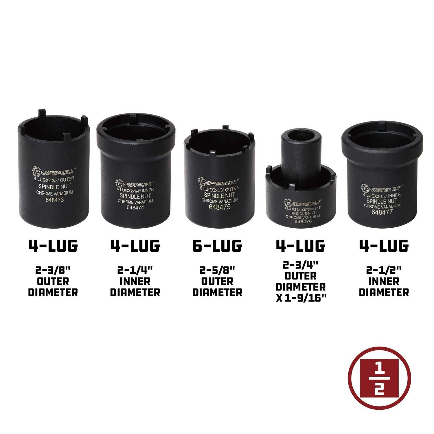 Powerbuilt Spindle Nut Socket Kit 648636 - Image 4