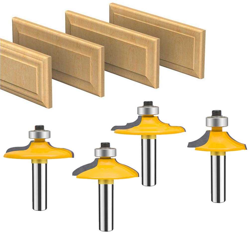 TAIWAIN Router Bit Set 4PCS 1/4 Inch Shank Door&Drawer Front Edging