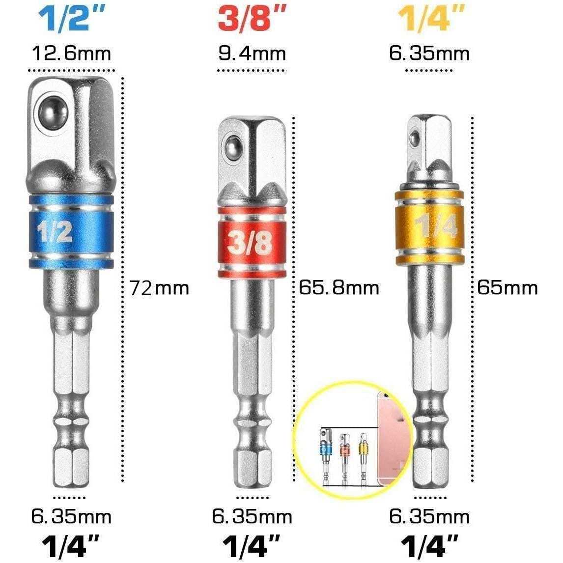 FOUUA Flexible Drill Bit Extension and Universal Socket Wrench Tool Set 105° Right Angle Drill Attachment - Image 4