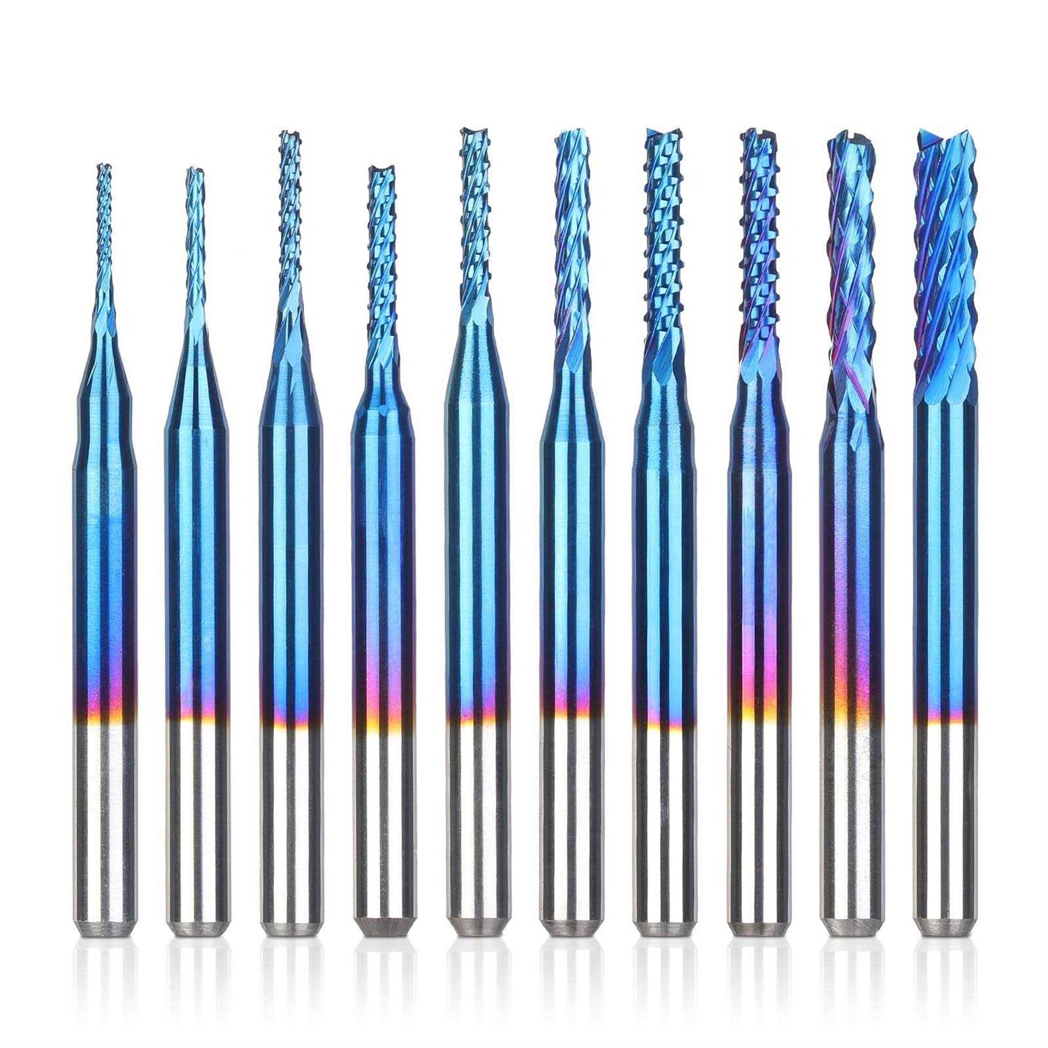SainSmart Genmitsu 10Pcs Nano Blue Coat End Mill CNC Router Bits