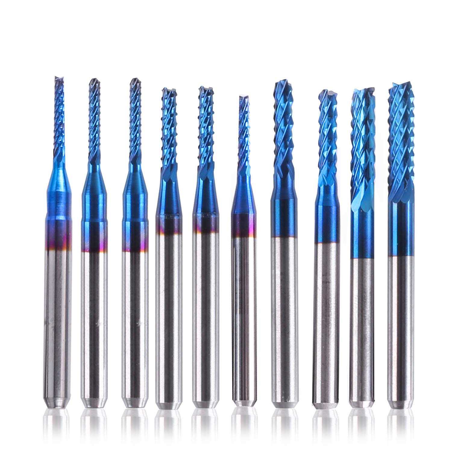 SainSmart Genmitsu 10Pcs Nano Blue Coat End Mill CNC Router Bits