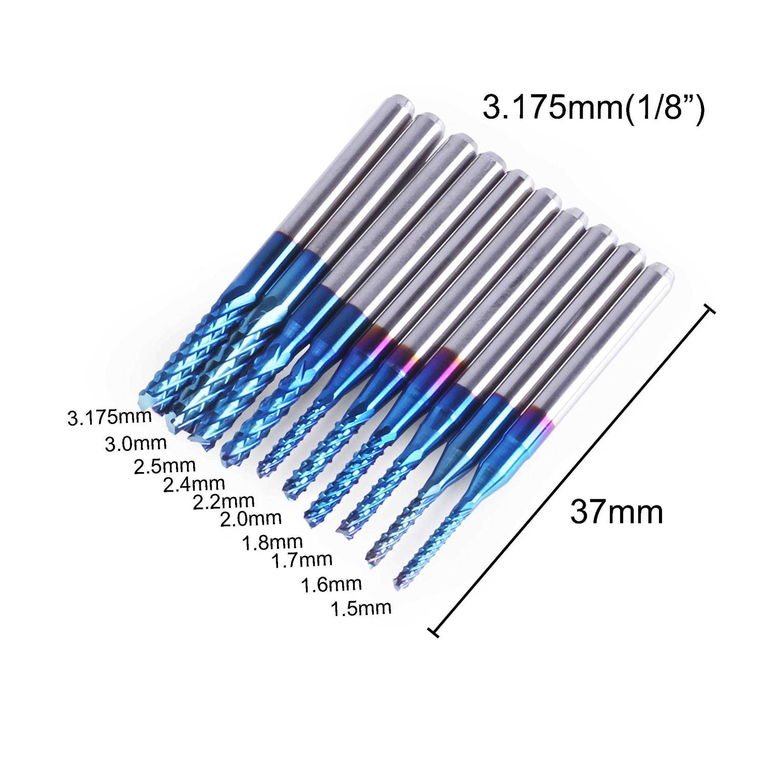 SainSmart Genmitsu 10Pcs Nano Blue Coat End Mill CNC Router Bits - Image 3