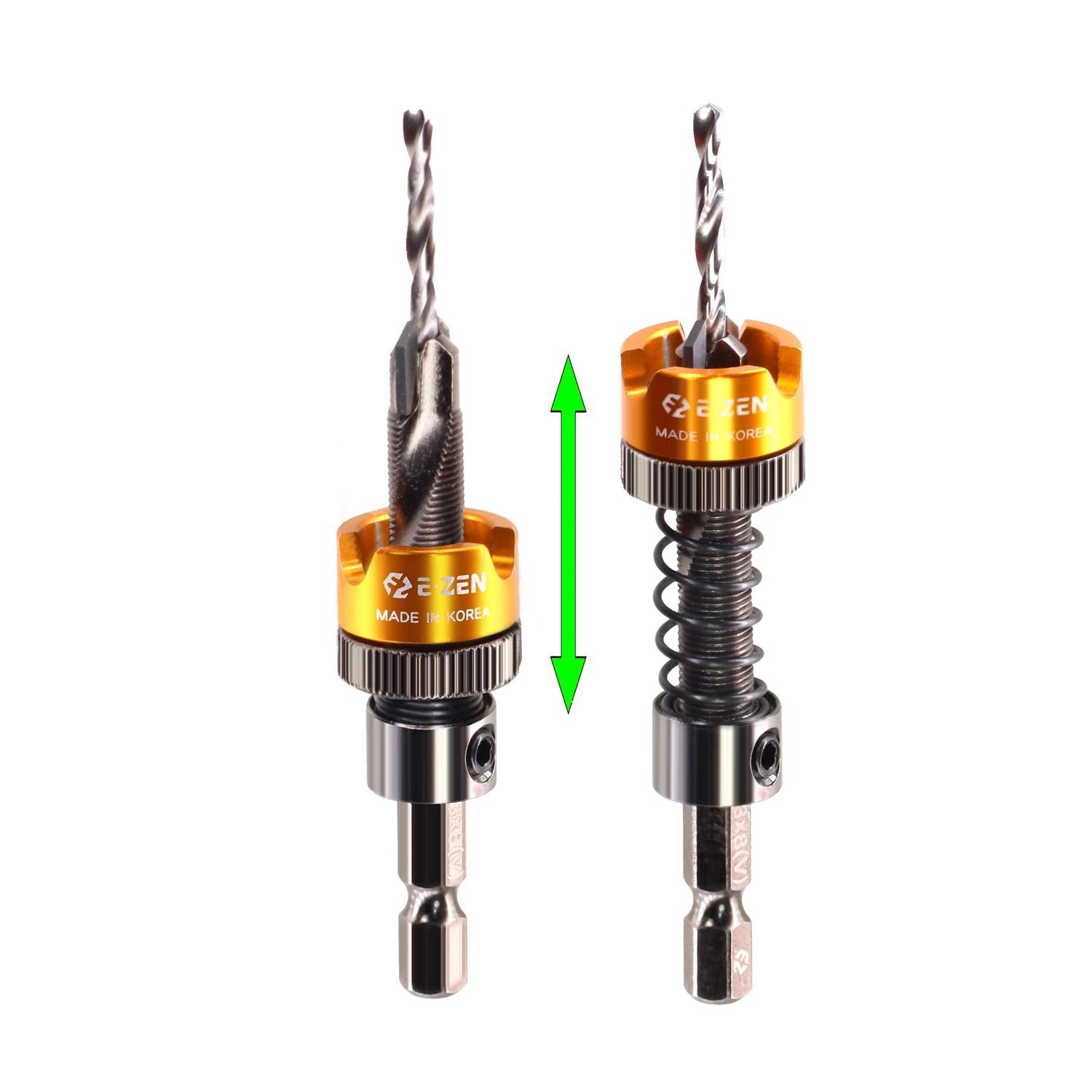 Adjustable Countersink Drill Bit Self-Adjusting Depth Control Without