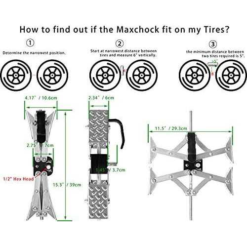 Maxchock Wheel Chock X-shaped Stabilizer Dual Axel Rv Travel Trailer Camper Tire While Camping - Image 5