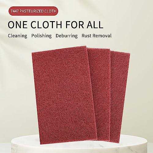 SooGree Red Scuff Pads 6Pcs Scouring Pad 7447 Very Fine Grade Hand Pads General Purpose Sanding Hand Pads 200 x 125mm/8 x 5 - Image 4