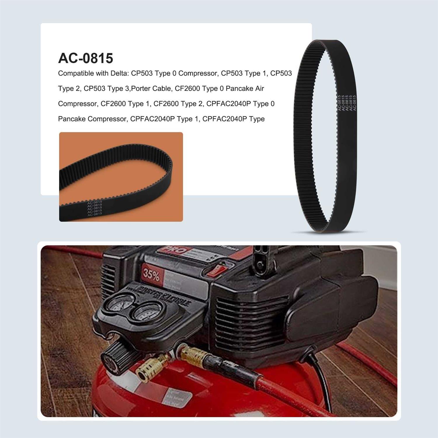 Redparts 3 Pack AC-0815 Air Compressor Belt for Dewalt Devilbiss Porter Cable Makita Sears Craftsman CAC-1311 CAC-1342 - Image 5